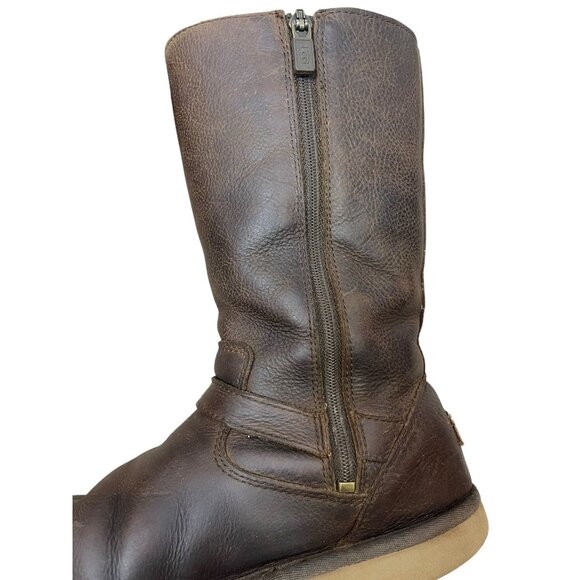 UGG Australia Brown Leather Shearling Lined Mid-Calf Winter  UGG Australia Brown Leather Shearling Mid-Calf Boots Size 7 Women